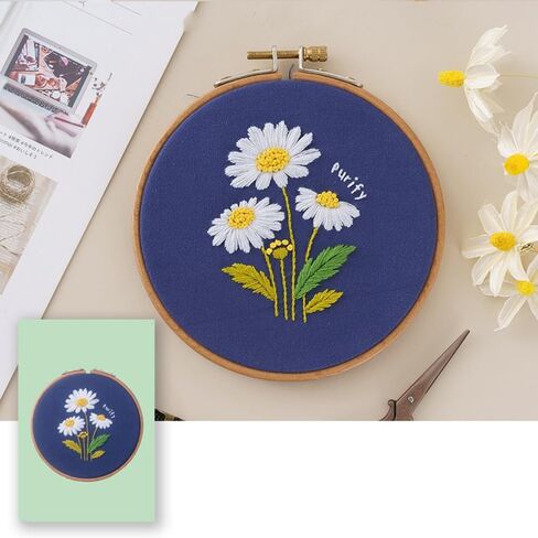 Embroidery Kit for Beginners,Rose Flower Embroidery Kit with Instructions, Includes Multiple Accessories, Gift for Craft Lovers. in Saudi Arabia