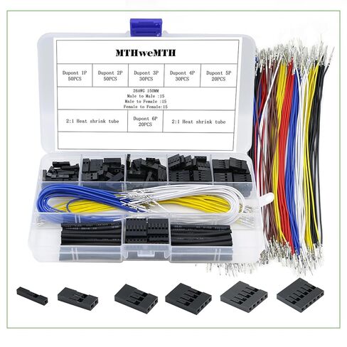 طقم موصل سلك القفز لدوبونت 2.54 مم 1-6P موصل الإسكان 26AWG أسلاك طرفية مجعدة مسبقًا ملونة 150 مم في ثلاثة أنماط (أنثى إلى أنثى، ذكر إلى ذكر، ذكر إلى أنثى) (كبير (510 قطعة)) in Kuwait