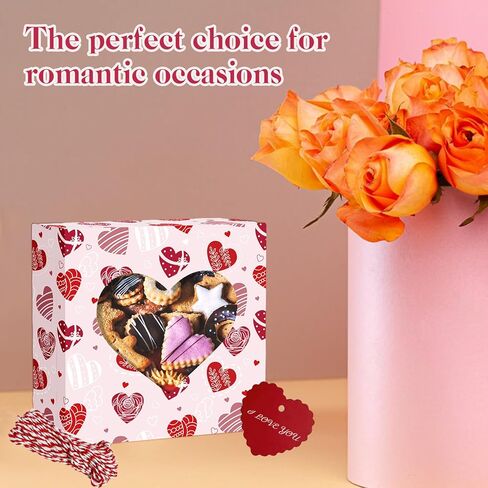 Jremreo 8 Pack 5x5x1.4 Inches Valentine's Day Heart-Shaped Boxes with Window, Goodie Cupcake Strawberry Gift Treats Box for Romantic Love Party Wedding Engagement Anniversary Decorations in Saudi Arabia