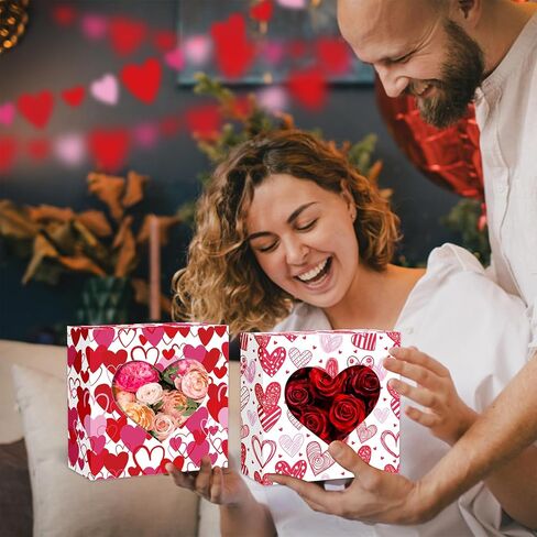 Jremreo 8 Pack 5x5x1.4 Inches Valentine's Day Heart-Shaped Boxes with Window, Goodie Cupcake Strawberry Gift Treats Box for Romantic Love Party Wedding Engagement Anniversary Decorations in Saudi Arabia