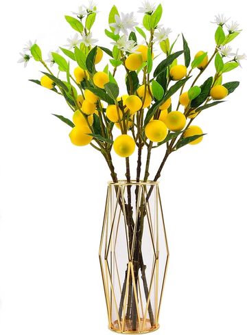HUASHENGJD Artificial Lemon Branch - Fake Lemons Decorated with Realistic Artificial Lemons for Home, Kitchen,Lemon Tree,Flower, Lemons for Decoration, Realistic Lemon Decoration, 5 Packs in Saudi Arabia