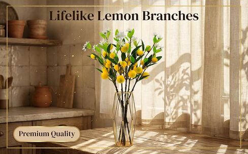 HUASHENGJD Artificial Lemon Branch - Fake Lemons Decorated with Realistic Artificial Lemons for Home, Kitchen,Lemon Tree,Flower, Lemons for Decoration, Realistic Lemon Decoration, 5 Packs in Saudi Arabia