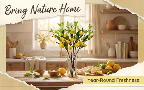 HUASHENGJD Artificial Lemon Branch - Fake Lemons Decorated with Realistic Artificial Lemons for Home, Kitchen,Lemon Tree,Flower, Lemons for Decoration, Realistic Lemon Decoration, 5 Packs in Saudi Arabia