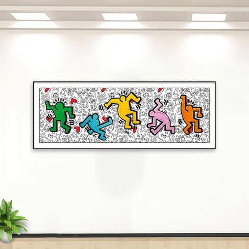 لوحة حائط عرض WETCEAOM متوافقة مع Lego Art Keith Haring - شخصيات راقصة 31216، لوحة فنية جدارية متوافقة مع عشاق إطار عرض Lego Wall Mount، الحجم: 43.31X15.75X1.38 بوصة (النموذج غير متضمن!) in Kuwait