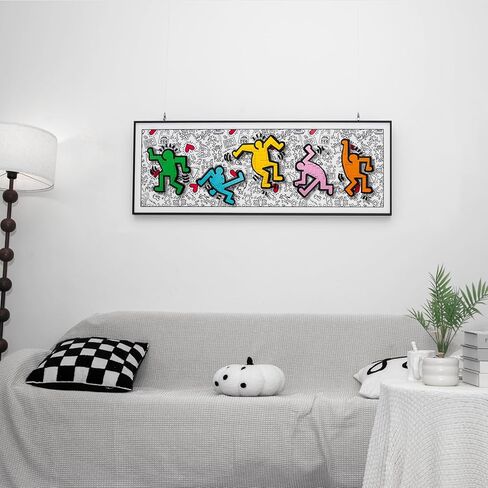 لوحة حائط عرض WETCEAOM متوافقة مع Lego Art Keith Haring - شخصيات راقصة 31216، لوحة فنية جدارية متوافقة مع عشاق إطار عرض Lego Wall Mount، الحجم: 43.31X15.75X1.38 بوصة (النموذج غير متضمن!) in Kuwait