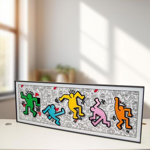لوحة حائط عرض WETCEAOM متوافقة مع Lego Art Keith Haring - شخصيات راقصة 31216، لوحة فنية جدارية متوافقة مع عشاق إطار عرض Lego Wall Mount، الحجم: 43.31X15.75X1.38 بوصة (النموذج غير متضمن!) in Kuwait
