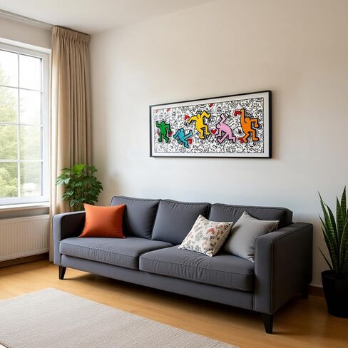 لوحة حائط عرض WETCEAOM متوافقة مع Lego Art Keith Haring - شخصيات راقصة 31216، لوحة فنية جدارية متوافقة مع عشاق إطار عرض Lego Wall Mount، الحجم: 43.31X15.75X1.38 بوصة (النموذج غير متضمن!) in Kuwait