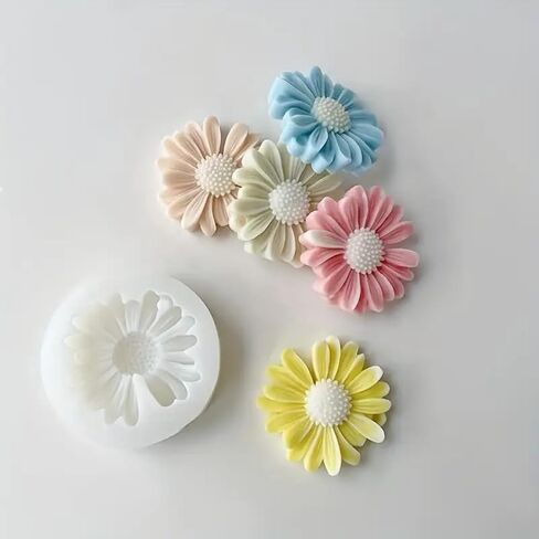 1PC Daisy Silicone Mold - Resin Candle Mold for Floral Decoration and Craft DIY, White in Saudi Arabia