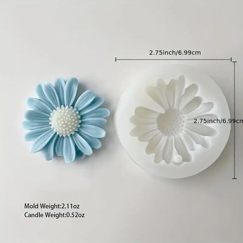 1PC Daisy Silicone Mold - Resin Candle Mold for Floral Decoration and Craft DIY, White in Saudi Arabia