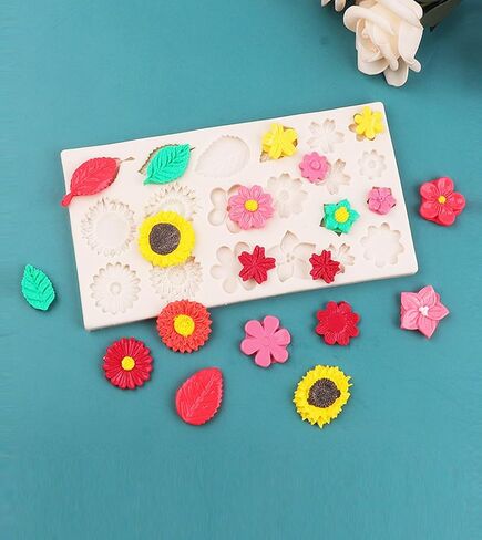 1 Pieces Flower Leaves Silicone Moulds Resin Molds for DIY Crafts Making Chocolate Soap Candle Making Molds(Pink) in Saudi Arabia