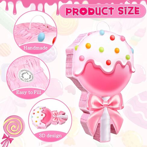 Aoriher Candy Party Favor Candy Piñata with Stick Blindfold Pink Sweet Lollipop Candy Piñata for Birthday Party Supplies Decoration in Saudi Arabia