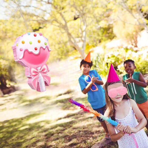 Aoriher Candy Party Favor Candy Piñata with Stick Blindfold Pink Sweet Lollipop Candy Piñata for Birthday Party Supplies Decoration in Saudi Arabia