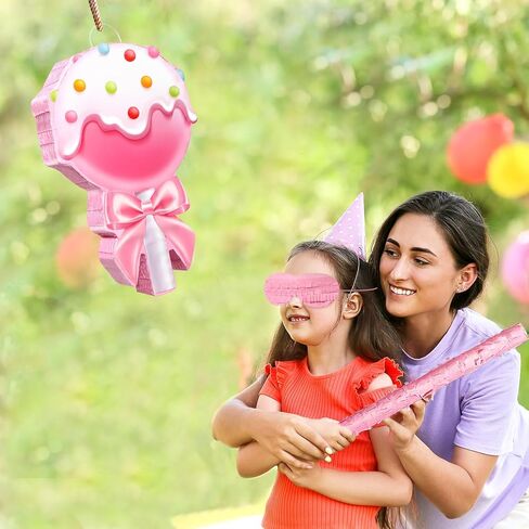 Aoriher Candy Party Favor Candy Piñata with Stick Blindfold Pink Sweet Lollipop Candy Piñata for Birthday Party Supplies Decoration in Saudi Arabia