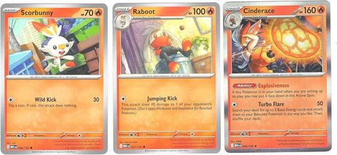 Cinderace Raboot Scorbunny 028/132 - Mega Evolution - مجموعة بطاقات بوكيمون 3 in Kuwait