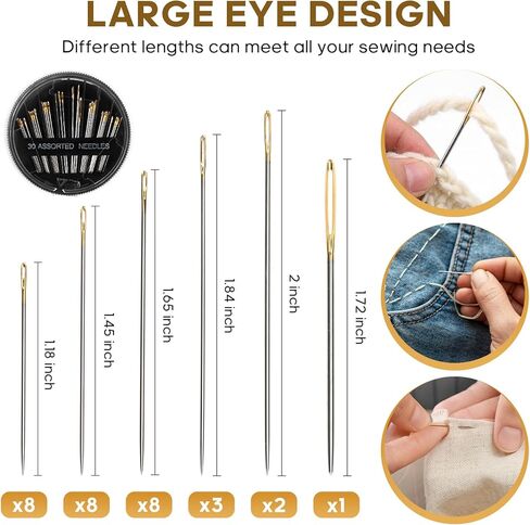 Asimatripm Professional Travel Sewing Kit for Adults – Portable Needle and Thread Kit with 6 Colors (200M Each), 30 Needles, Thimble, Scissors, Threader & Storage Bag in Saudi Arabia