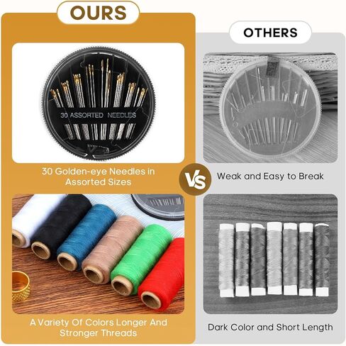 Asimatripm Professional Travel Sewing Kit for Adults – Portable Needle and Thread Kit with 6 Colors (200M Each), 30 Needles, Thimble, Scissors, Threader & Storage Bag in Saudi Arabia