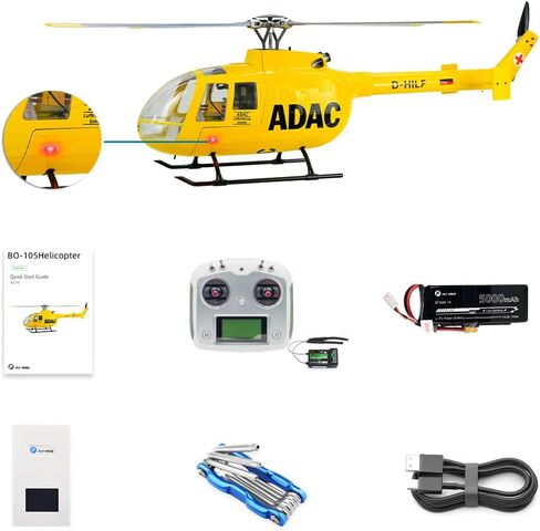 FLYWING BO105 rc طائرات هليكوبتر جديدة ACE وحدة تحكم الطيران ADAC 470 فئة هليكوبتر Fly Wing bo105 مقياس هليكوبتر مع ضوء LED بنقرة واحدة العودة in Kuwait
