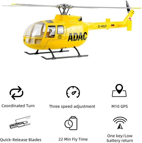 FLYWING BO105 rc طائرات هليكوبتر جديدة ACE وحدة تحكم الطيران ADAC 470 فئة هليكوبتر Fly Wing bo105 مقياس هليكوبتر مع ضوء LED بنقرة واحدة العودة in Kuwait