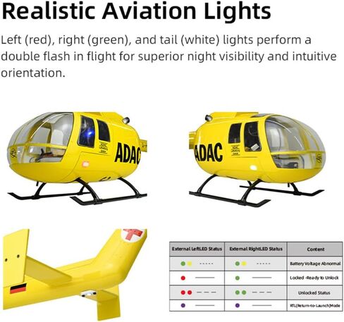 FLYWING BO105 rc طائرات هليكوبتر جديدة ACE وحدة تحكم الطيران ADAC 470 فئة هليكوبتر Fly Wing bo105 مقياس هليكوبتر مع ضوء LED بنقرة واحدة العودة in Kuwait