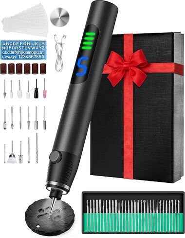 Electric Engraving Pen, Cordless Rechargeable Engraver with 5 Adjustable Speeds & 63PCS Engraving Bits, Handheld Etching Tool for Metal, Wood, Glass, DIY Craft & Personalized Gifts grey in Saudi Arabia