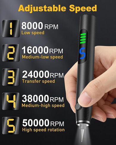 Electric Engraving Pen, Cordless Rechargeable Engraver with 5 Adjustable Speeds & 63PCS Engraving Bits, Handheld Etching Tool for Metal, Wood, Glass, DIY Craft & Personalized Gifts grey in Saudi Arabia