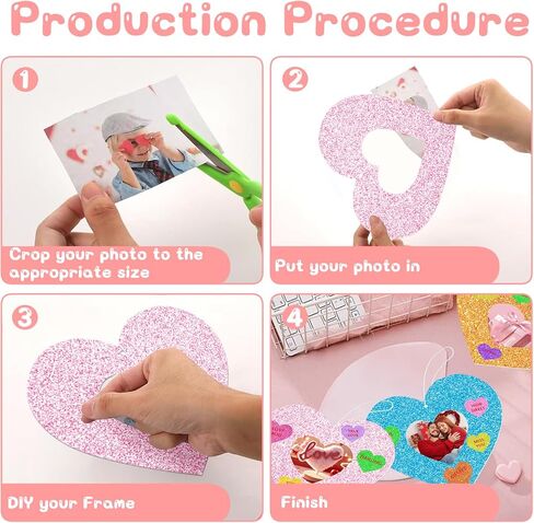 36 مجموعة من الأعمال اليدوية على شكل قلب لعيد الحب، وإطارات صور وملصقات لعيد الحب، مجموعة أدوات إطار صور على شكل قلب لعيد الحب DIY للأنشطة الفنية للحفلات المنزلية in Kuwait