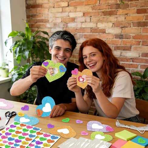 36 مجموعة من الأعمال اليدوية على شكل قلب لعيد الحب، وإطارات صور وملصقات لعيد الحب، مجموعة أدوات إطار صور على شكل قلب لعيد الحب DIY للأنشطة الفنية للحفلات المنزلية in Kuwait