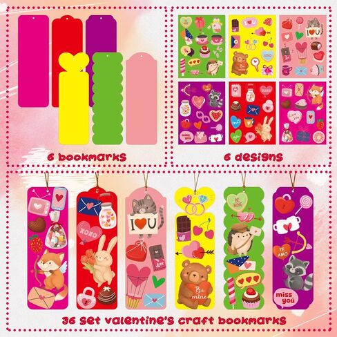 GLMFAD عيد الحب الحرف اليدوية للأطفال 36 حزمة عيد الحب الإشارات المرجعية مجموعة الحرف اليدوية للأطفال المدرسة الفصول الدراسية المنزل متعة أنشطة الحفلات تبادل in Kuwait