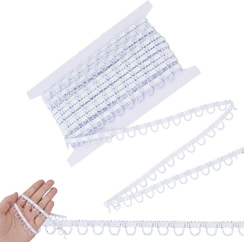 10 Yards Braid Trim with Elastic Button Loop, Dress Zipper Extender Trims Embellishment, Cord Stretch Band for Wedding Bridal Dress Costume DIY Crafts Jewelry Home Decor in Saudi Arabia