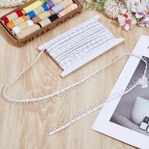 10 Yards Braid Trim with Elastic Button Loop, Dress Zipper Extender Trims Embellishment, Cord Stretch Band for Wedding Bridal Dress Costume DIY Crafts Jewelry Home Decor in Saudi Arabia