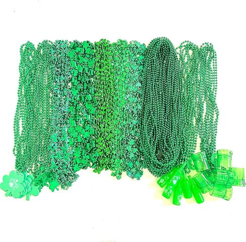 100 Pcs With 10 Styles St. Patrick's Day Beads Necklaces Green Irish Festival Shamrock Parade Party Bead Necklace St. Patrick's Day Party Decoration Gifts in Saudi Arabia