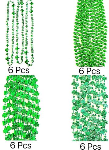 100 Pcs With 10 Styles St. Patrick's Day Beads Necklaces Green Irish Festival Shamrock Parade Party Bead Necklace St. Patrick's Day Party Decoration Gifts in Saudi Arabia