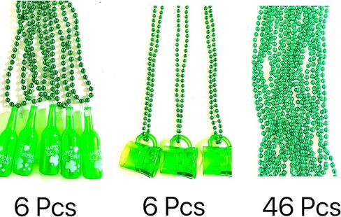 100 Pcs With 10 Styles St. Patrick's Day Beads Necklaces Green Irish Festival Shamrock Parade Party Bead Necklace St. Patrick's Day Party Decoration Gifts in Saudi Arabia