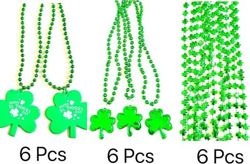 100 Pcs With 10 Styles St. Patrick's Day Beads Necklaces Green Irish Festival Shamrock Parade Party Bead Necklace St. Patrick's Day Party Decoration Gifts in Saudi Arabia