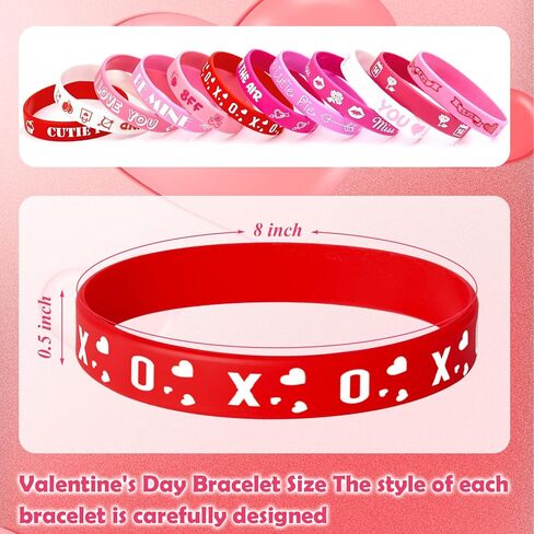 120 PCS Valentine Bracelets Rubber Bulk Valentine's Day Heart Silicone Wristband Valentines Day Accessories for Valentines Day Gifts Exchange Wedding Party Favors Decoration (120) in Kuwait