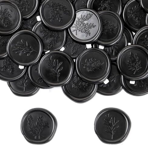 60 Pcs Wax Seal Stickers Wedding Invitation Envelope Seal Stickers Self Adhesive Vintage Wax Sealing for Invitation, Envelopes, Gift Wrapping, Christmas (3 Designs in 1 Pack) (Black) in Saudi Arabia