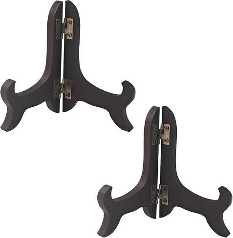 pson 2Pcs 4 Inch Wooden Easel Plate Holder, Folding Display Stand for Decorative Plates, Picture Frames, Books, and Artwork(Black) in Saudi Arabia