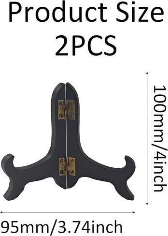 pson 2Pcs 4 Inch Wooden Easel Plate Holder, Folding Display Stand for Decorative Plates, Picture Frames, Books, and Artwork(Black) in Saudi Arabia