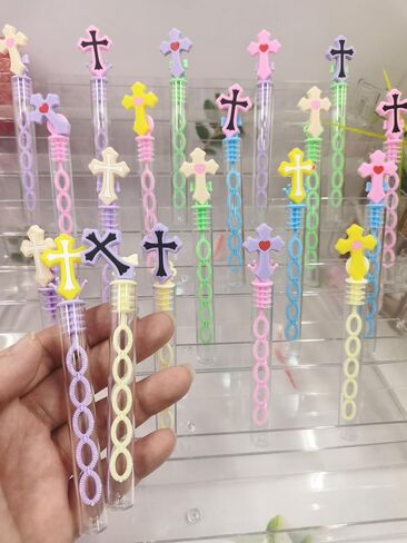 24 Packs Bulk Mini Christian Cross Shape Bubble Wands, Christian Parties Easter Party Favors Student School prizes Party Supply in Saudi Arabia