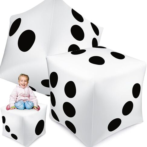 2 PCS 40 بوصة Jumbo Disterable Dice Fun Fun Dice Dice Set Set Up Tloat Doys لأغراض داخلية في الهواء الطلق عريض العشب الكازينو موضوع ديكورات حفلة عيد ميلاد Ludo Pool (الأسود) in Kuwait