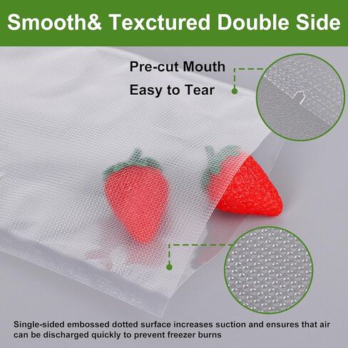 [ترقية 2025] 110 قطعة من أكياس تفريغ الهواء من موريتو، أكياس حفظ الطعام ربع لتر 20.32 سم × 30.48 سم، خالية من البيسفينول A، أكياس تفريغ من الدرجة التجارية مسبقة القطع لتخزين الطعام، إعداد الوجبات أو فيديو Sous Vide in Kuwait