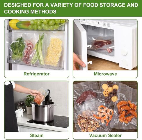 [ترقية 2025] 110 قطعة من أكياس تفريغ الهواء من موريتو، أكياس حفظ الطعام ربع لتر 20.32 سم × 30.48 سم، خالية من البيسفينول A، أكياس تفريغ من الدرجة التجارية مسبقة القطع لتخزين الطعام، إعداد الوجبات أو فيديو Sous Vide in Kuwait