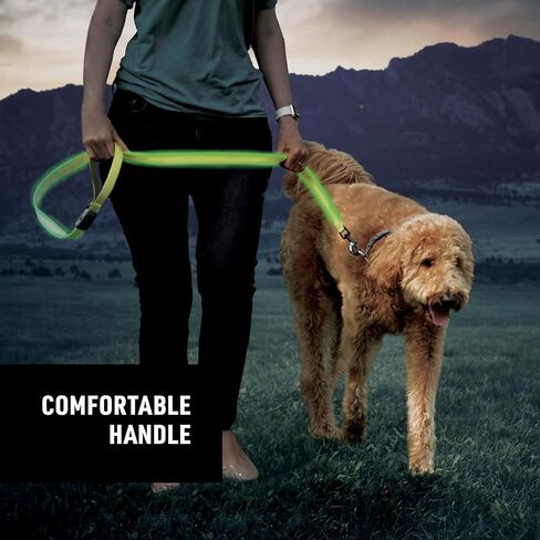 Nite Ize NiteDog مقود LED قابل لإعادة الشحن - مقود خفيف LED قابل لإعادة الشحن للكلاب مع مقبض مبطن - ملحقات مشي الكلاب للمشي والجري - 5 أقدام، ليموني in Kuwait