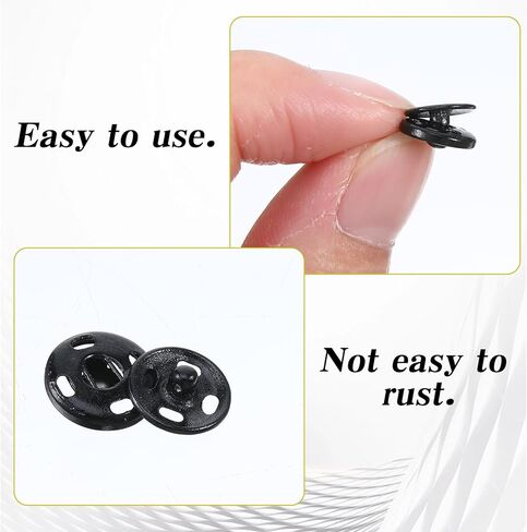 TIESOME 100 Sets Sew On Snap Buttons, 10mm Sew-On Snap Fastener Buttons for Clothing, 50 Black + 50 Silvery Press Snaps, Durable Metal Closure for Jackets, Shirts, Baby Clothes in Kuwait