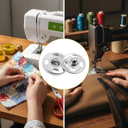 TIESOME 100 Sets Sew On Snap Buttons, 10mm Sew-On Snap Fastener Buttons for Clothing, 50 Black + 50 Silvery Press Snaps, Durable Metal Closure for Jackets, Shirts, Baby Clothes in Kuwait