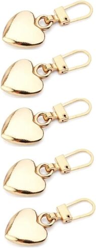 5Pcs Heart-Shaped Zipper Pulls Replacement Kit, Metal Charms with Carabiner Clips, Easy to Install for Backpacks, Luggage, Jackets and Coats (Gray) in Saudi Arabia