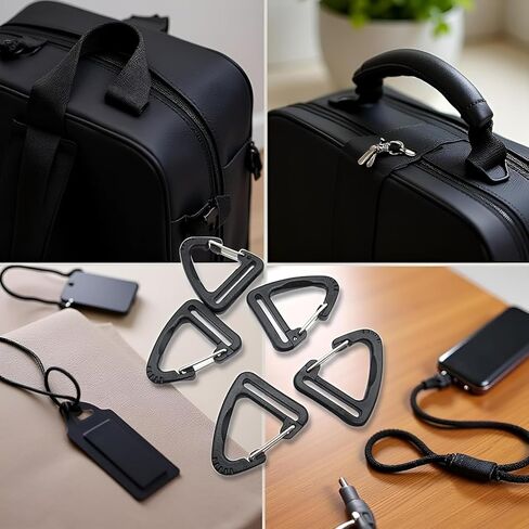20Pcs Black Plastic Triangle 1 Inch Carabiners, Snap Hook Fasteners for Lanyards, Handbags, Backpacks, Luggage in Saudi Arabia