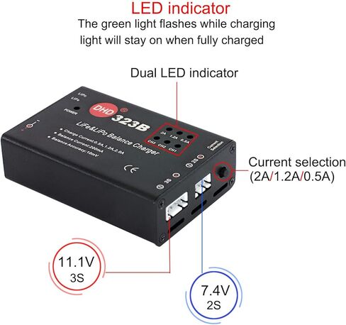 20W 2A 323B RC شاحن توازن البطارية لـ 2S 3S 7.4v 11.1v LiPo 6.6V 9.9V Life RC حزمة بطارية وRC سيارة بدون طيار شاحنة هليكوبتر Airsoft بطاريات المياه الكهربائية in Saudi Arabia
