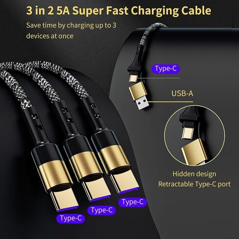 شاحن DJI - Mini 5 Pro 3 في 1 USB-C Neo Mavic Air Series ملحقات الطائرة بدون طيار Mini 2/SE/3/4 Pro/4K Neo2 Air 2/3S Avata/2 Mavic 3/4 كابل شحن سريع قابل للطي ملحق بطارية 5A in Kuwait