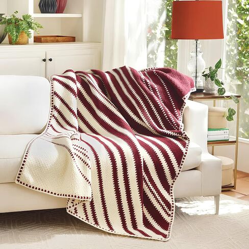 Mary Maxim Crochet Blanket Kit 51" x 64" Infinity Blanket Pattern, Instructions and Soft Worsted Weight Yarns, Intermediate Crochet Kits for Adults, Colors Natural, Dark Azure in Saudi Arabia